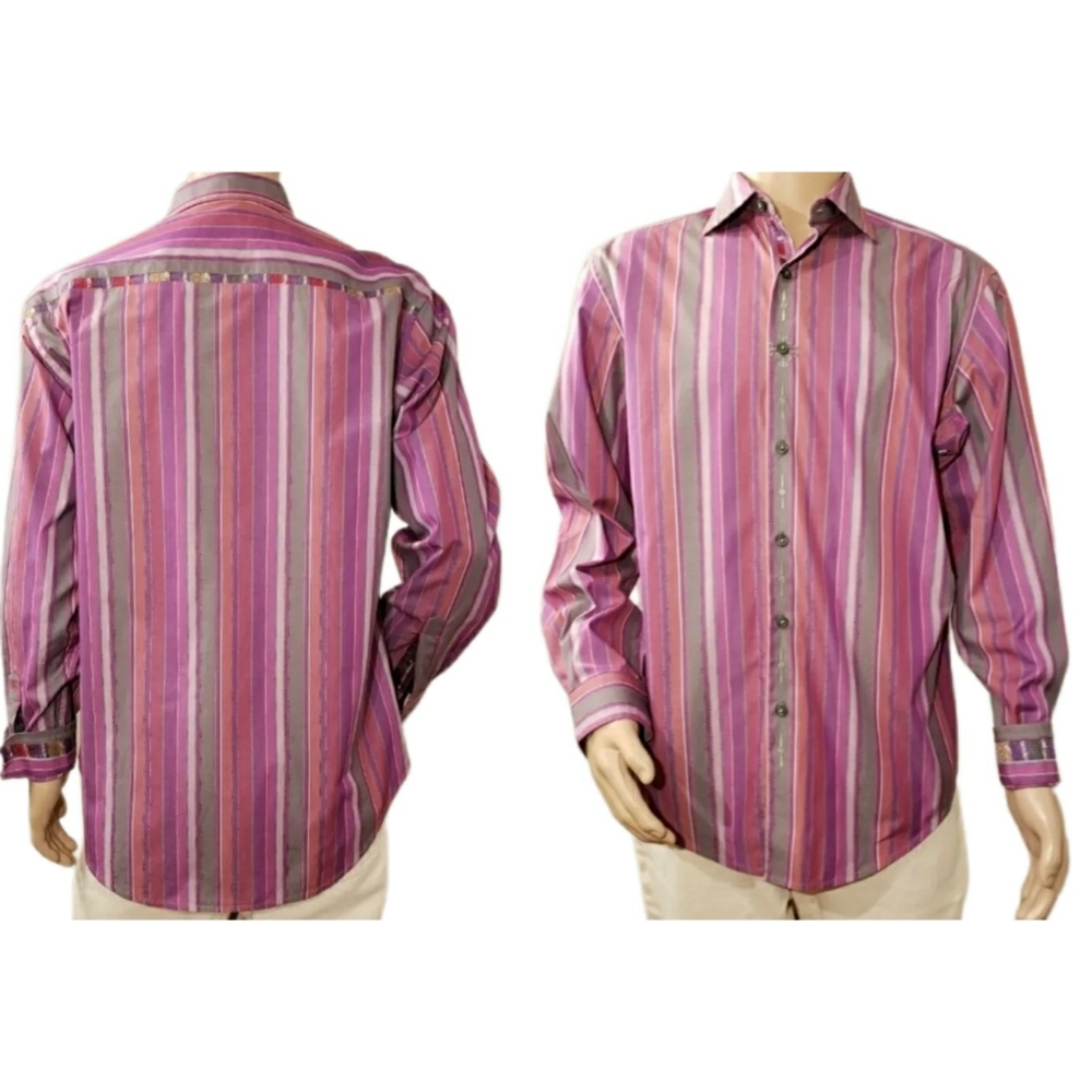 Robert Graham Button Up Shirt Decorative Cuff Men's Size